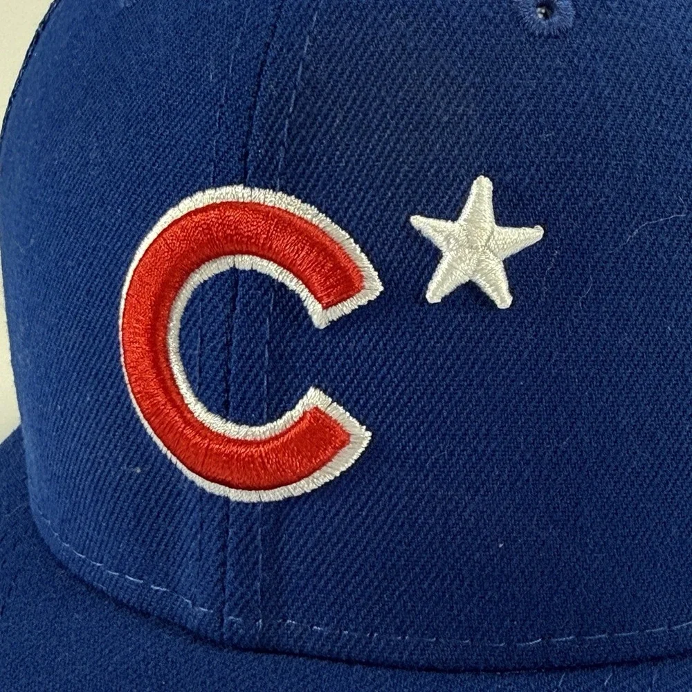 New Era Chicago Cubs Fitted Baseball Mesh On-Field Cap Hat 7 1/4 Blue Floral‎
